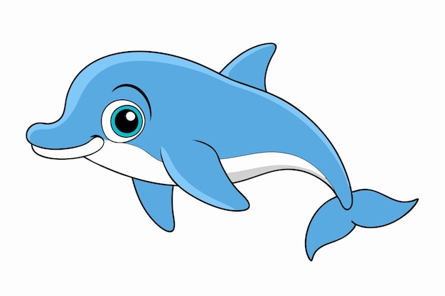 Adorable Ilustración vectorial de delfín Arte de línea de dibujos animados Diseño de clipart