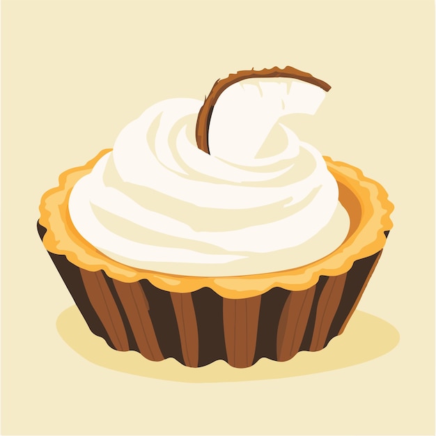 Adorable Ilustración vectorial de una ilustración vectoria de una tarta de crema de coco