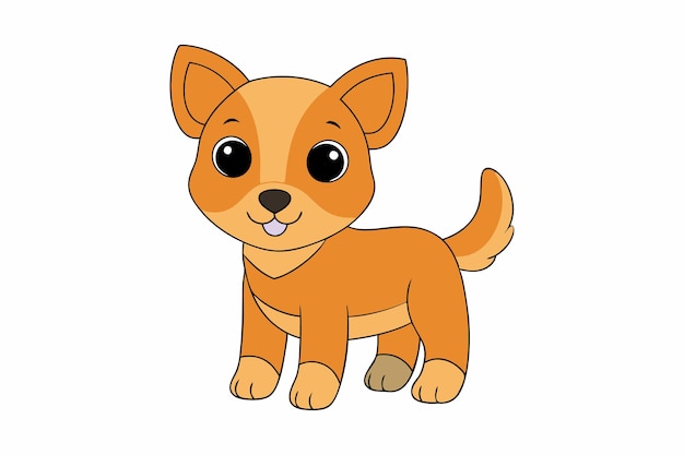 Adorable Ilustración vectorial de perro Arte de línea de dibujos animados Diseño de clipart