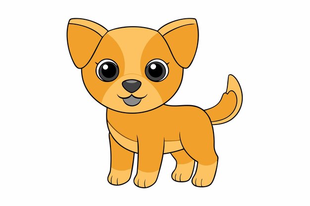 Adorable Ilustración vectorial de perro Arte de línea de dibujos animados Diseño de clipart