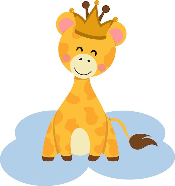 Adorable jirafa con una corona en la cabeza