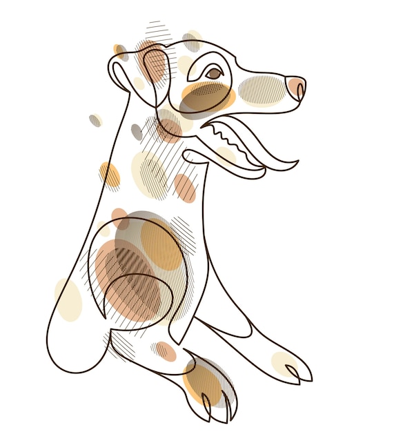 Adorable y juguetón Jack Russel Terrier ilustración de línea vectorial aislada perro lindo mascota mejor amigo dibujo lineal