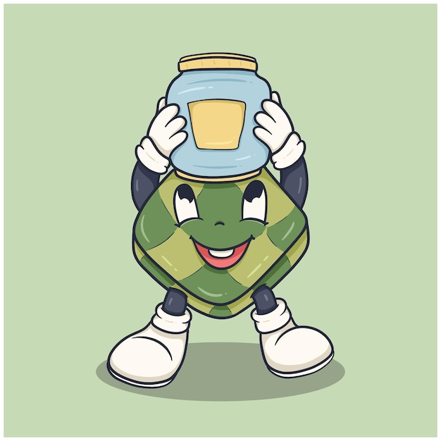 adorable ketupat ramadhan personaje mascota dibujos animados