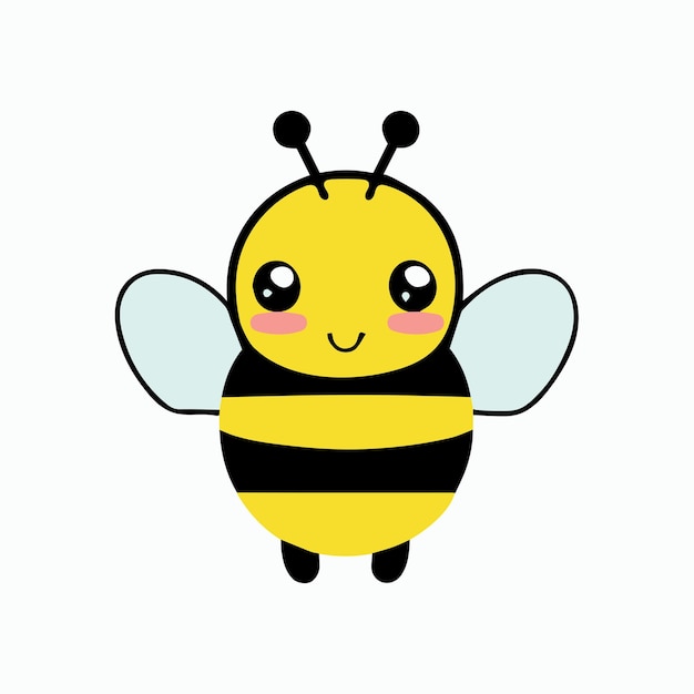 Adorable lindo bebé abeja ilustración kawaii vector estilo de dibujo