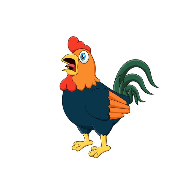 Adorable lindo vector de dibujos animados de gallo