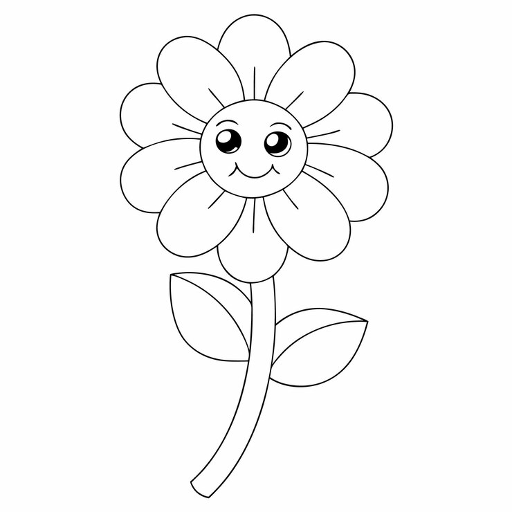 Vector adorable línea de flores para colorear páginas