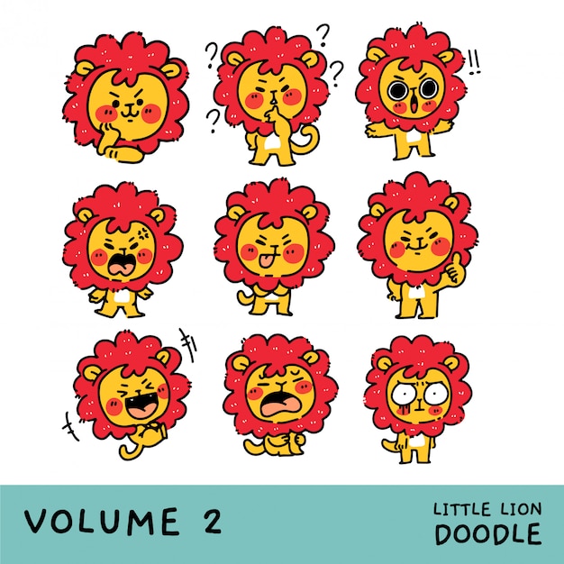 Adorable little lion cub character mascot set vol. 2)