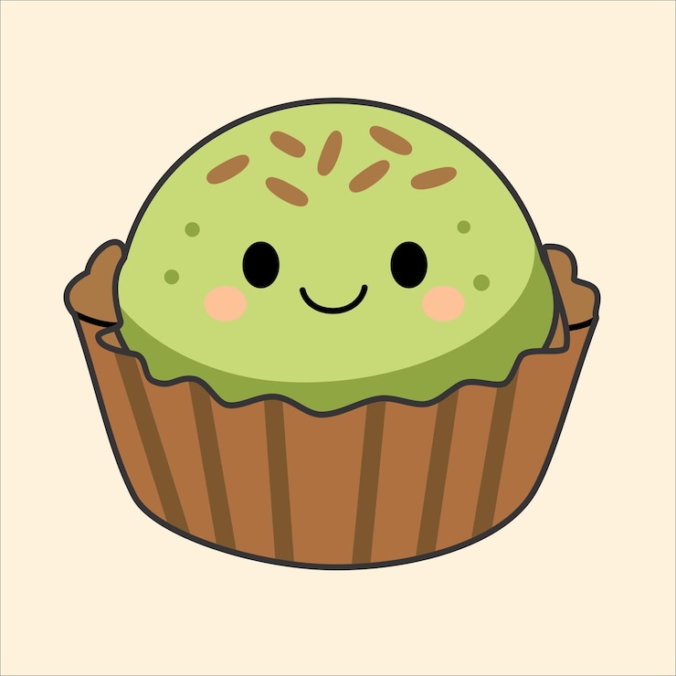 Adorable Matcha Mochi Dessert with a Smiling Face