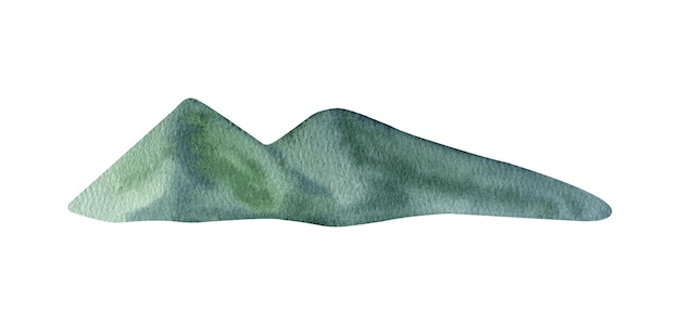 Adorable montaña verde acuarela pintada a mano