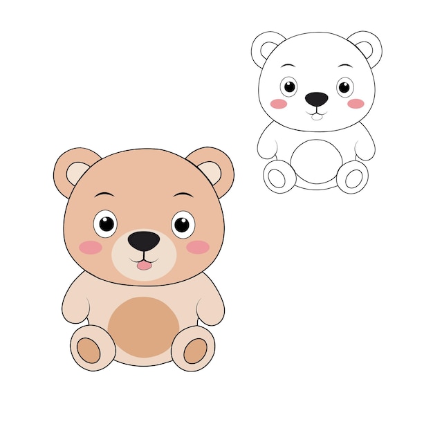 Adorable oso de peluche en un diseño vectorial contemporáneo limpio