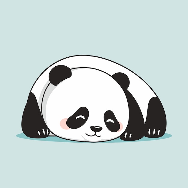 Adorable panda de dibujos animados durmiendo en el suelo ilustración vectorial