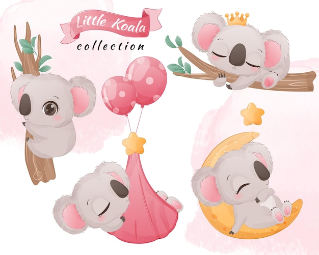 Vector adorable pequeña ilustración de koala