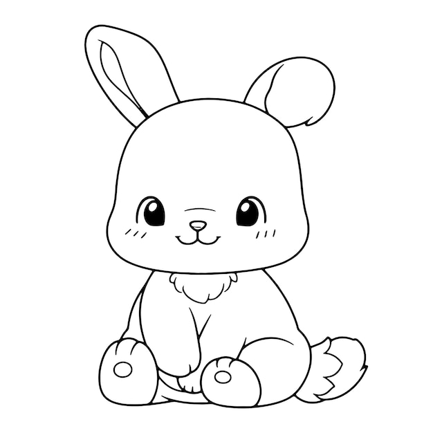 Vector adorable pequeño conejo lineal página de colorear para niños