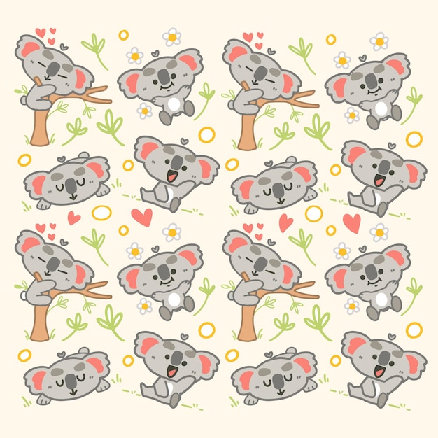 Vector adorable pequeño koala colgante ilustración