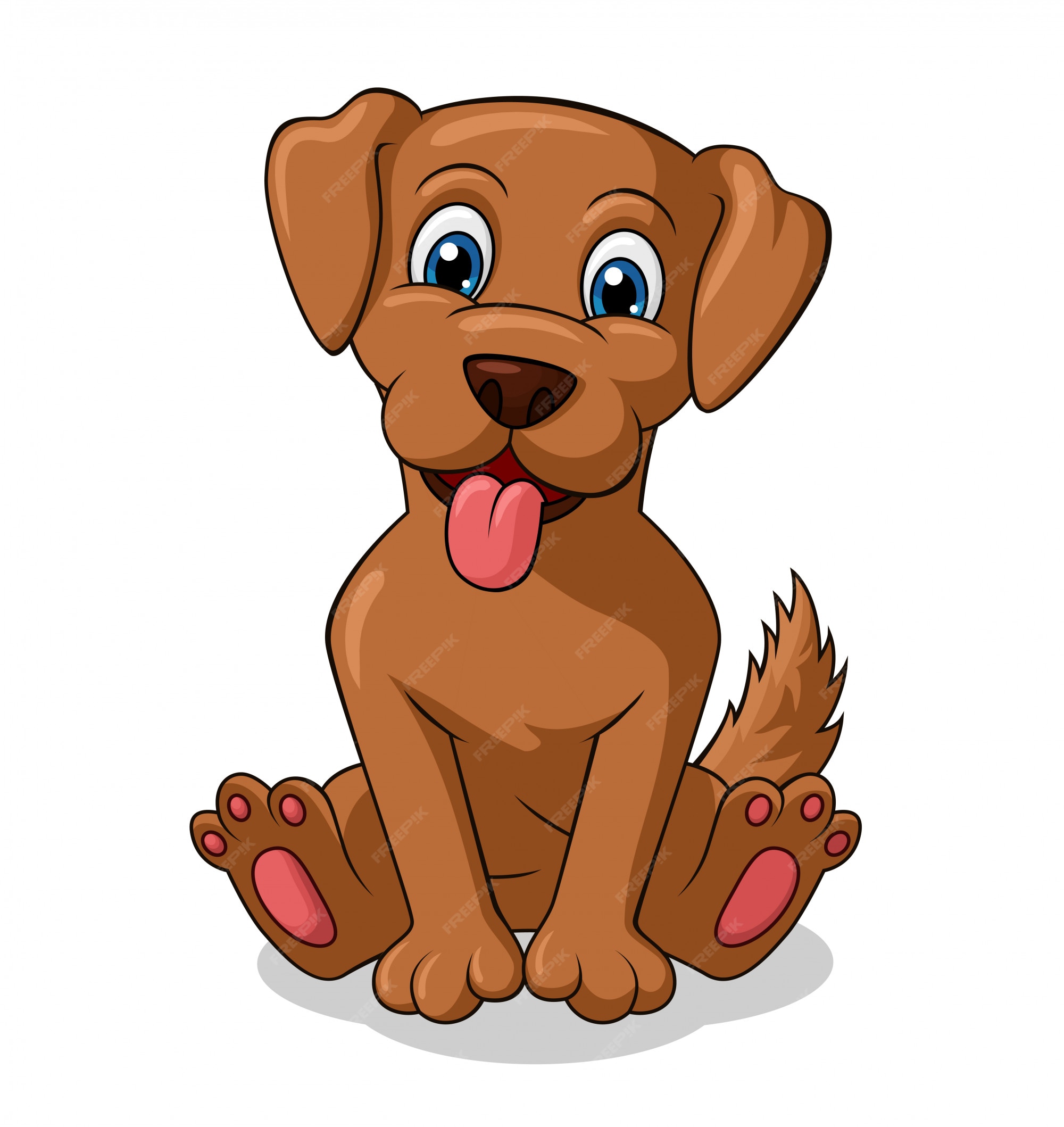 Adorable perro sentado de dibujos animados | Vector Premium