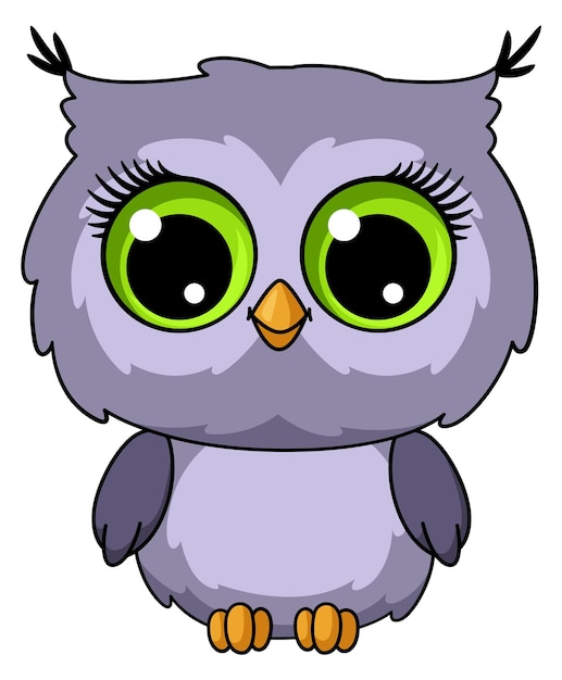 Vector adorable personaje de búho pájaro de dibujos animados animalito