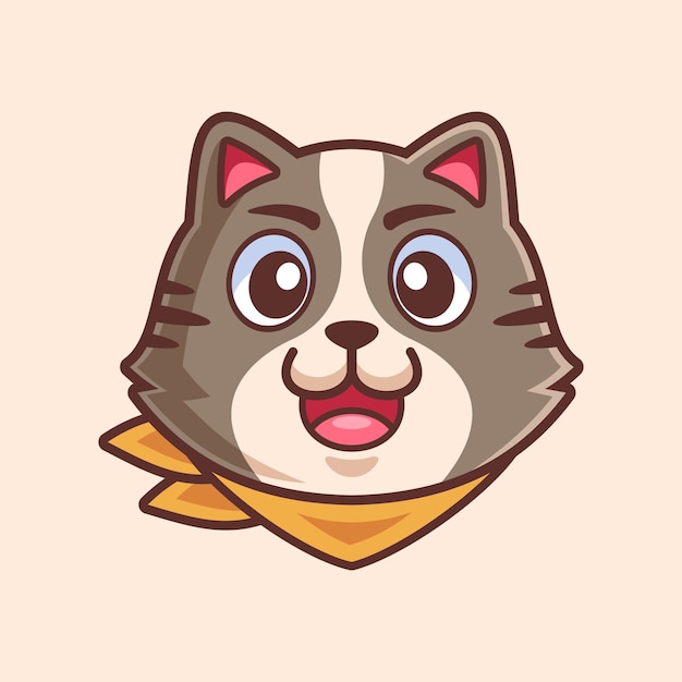 Vector adorable personaje de dibujos animados de cabeza de gato