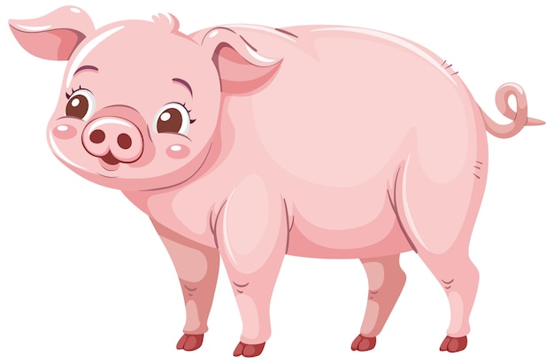 Adorable Piggy en estilo de personaje de dibujos animados