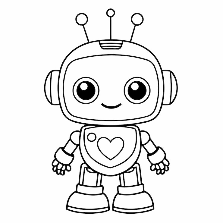Vector adorable robot garabateado para niños páginas para colorear