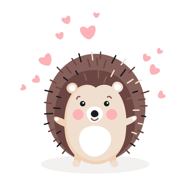 Adorable vector erizo aislado sobre fondo blanco. Para tarjeta de felicitación, decoración para guardería.