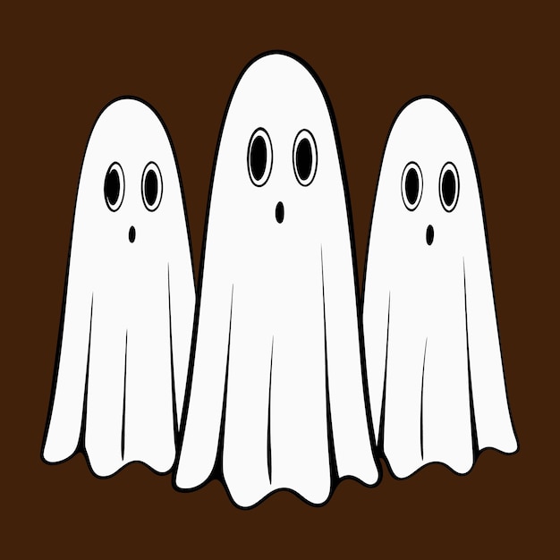 Adorables fantasmas de dibujos animados en un lindo diseño vectorial con temática de Halloween