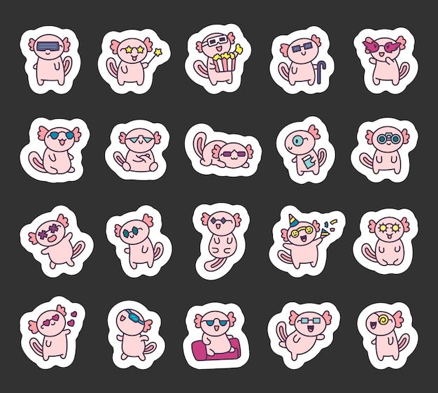 Adorables gafas de axolotl con emociones
