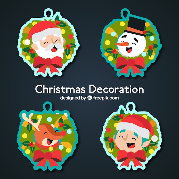 Vector adorables pegatinas de navidad