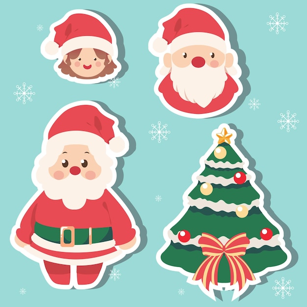 adorables pegatinas temáticas navideñas de papá noel