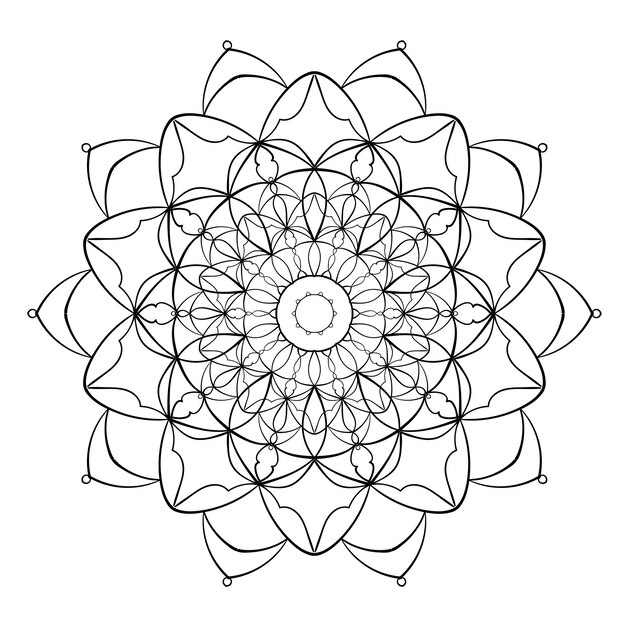 Adorno abstracto Mandala patrón elegante Elemento de página para colorear