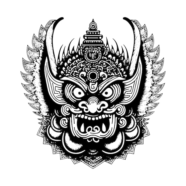 Adorno de arte lineal del dios barong bali