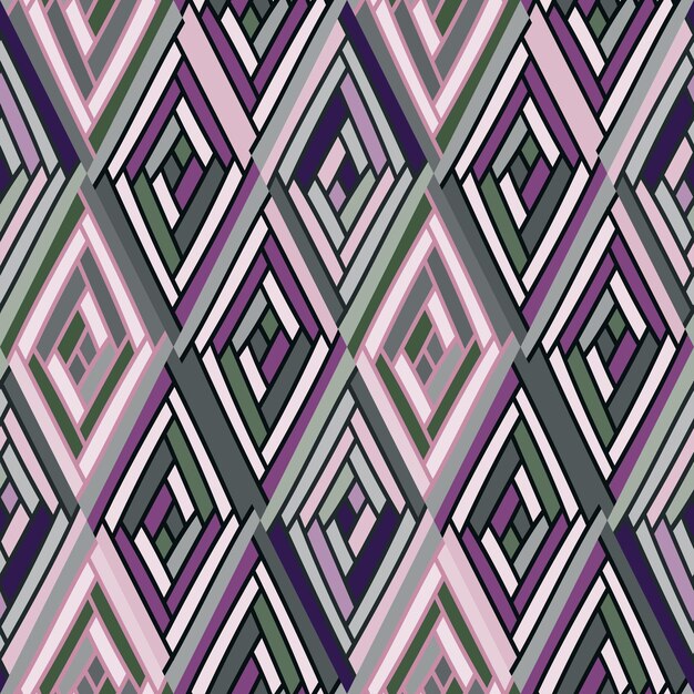 Vector adorno de azulejo zig zag patrón sin costuras de mosaico de rombo dibujado a mano fondo boho vintage