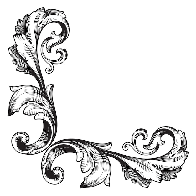 Adorno barroco clásico. Elemento de diseño decorativo de filigrana.