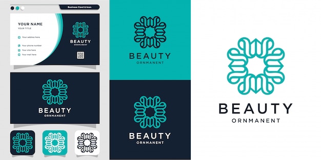 Adorno de belleza con estilo de logotipo y diseño de tarjeta de visita, lujo, abstracto, belleza, icono