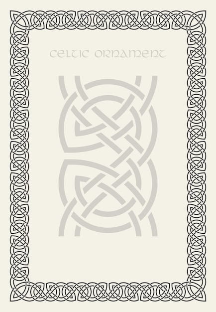 Vector adorno de borde de marco trenzado con nudo celta tamaño del rectángulo