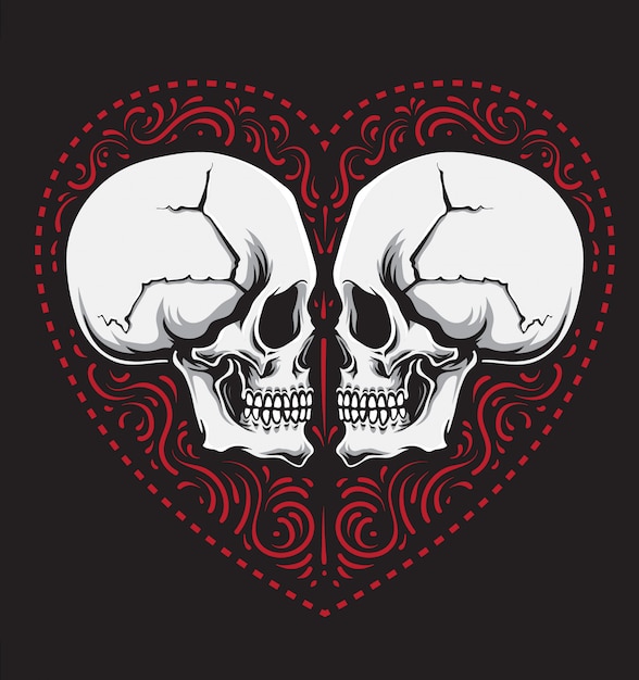 Vector adorno de calavera de amor