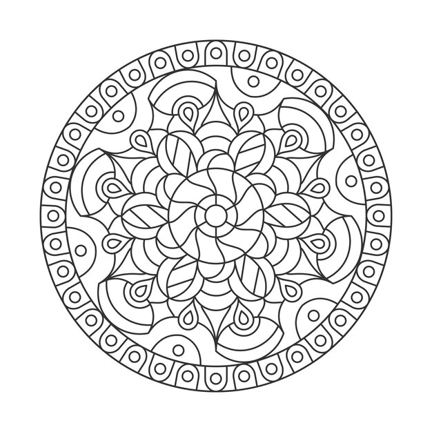 Adorno circular para libros de colorear para adultos y niños, álbumes de recortes o bordados. Ilustración vectorial en la técnica zentangle Estilo Doodle aislado en fondo blanco.