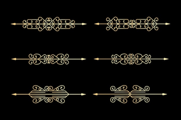 Vector adorno clásico divisor dorado borde vintage