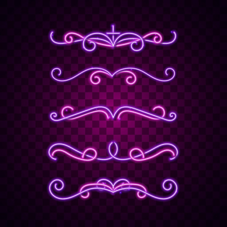 Vector adorno, decoración, vintage, clásico, retro, fondo, vectorial, púrpura, rosa, neón, luz, brillo, señal, brillante, oscuro,
