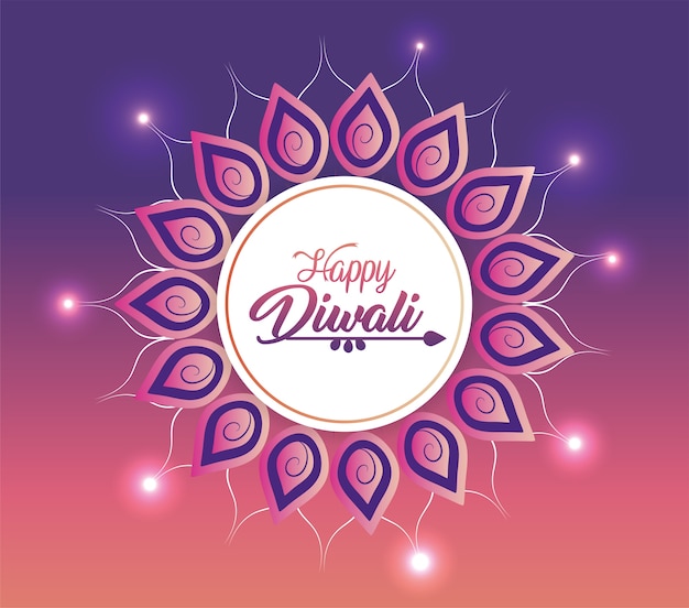 Adorno diwalico con mandala y luces.