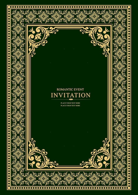 Adorno dorado sobre fondo oscuro Se puede utilizar como tarjeta de invitación Portada del libro Ilustración vectorial Ilustración dibujada a mano