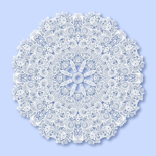 Adorno de encaje circular patrón de tapete geométrico ornamental redondo decoración de copo de nieve de navidad