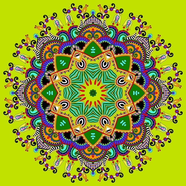 Adorno de encaje circular patrón de tapete geométrico ornamental redondo