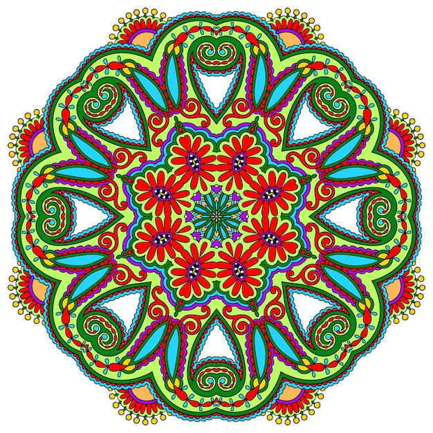 Adorno de encaje circular patrón de tapete geométrico ornamental redondo