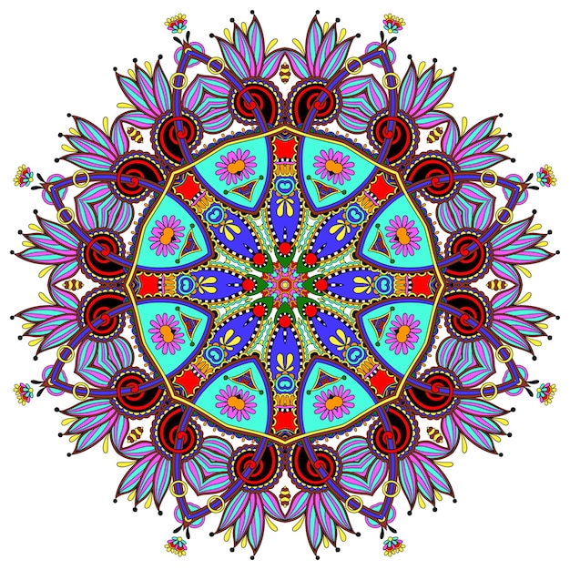 Adorno de encaje circular patrón de tapete geométrico ornamental redondo