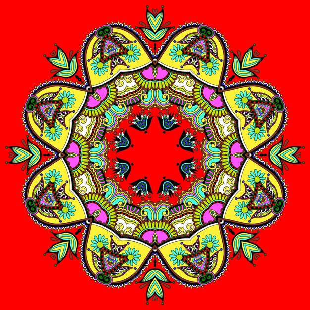 Adorno de encaje circular patrón de tapete geométrico ornamental redondo