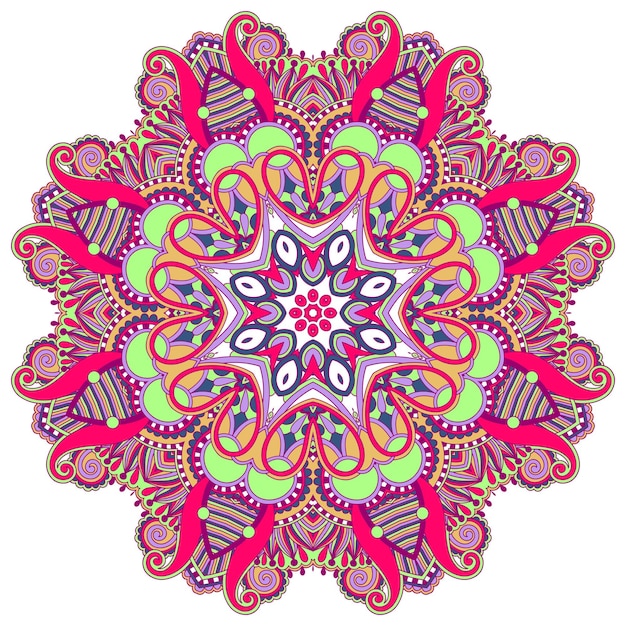 Adorno de encaje circular patrón de tapete geométrico ornamental redondo