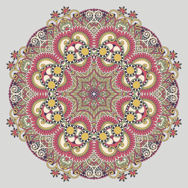 Adorno de encaje circular patrón de tapete geométrico ornamental redondo