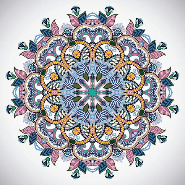 Adorno de encaje circular patrón de tapete geométrico ornamental redondo