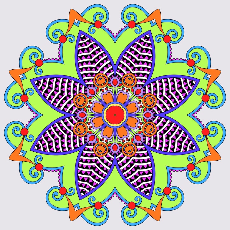 Vector adorno de encaje circular patrón de tapete geométrico ornamental redondo