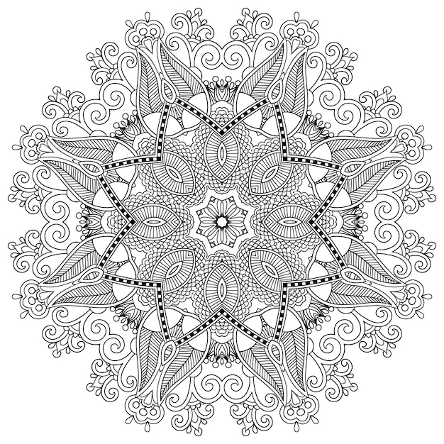 Adorno de encaje circular patrón de tapete geométrico ornamental redondo